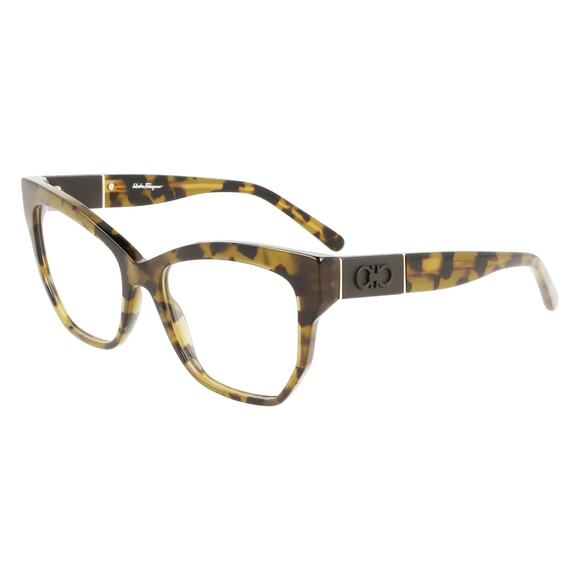 Salvatore Ferragamo Eyeglass Frame Women Cateye Green Tortoise Acetate 54/17/140 - Picture 1 of 8